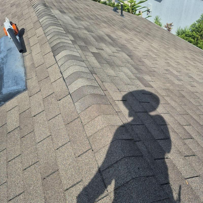 Ridge vent area with new shingles and decking repair Ridge vent area with new shingles and decking repair