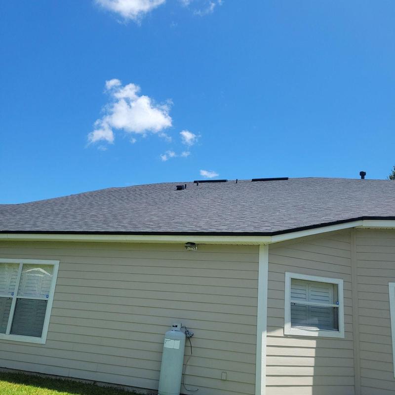 Asphalt shingle roof replacement on residential home Asphalt shingle roof replacement on residential home