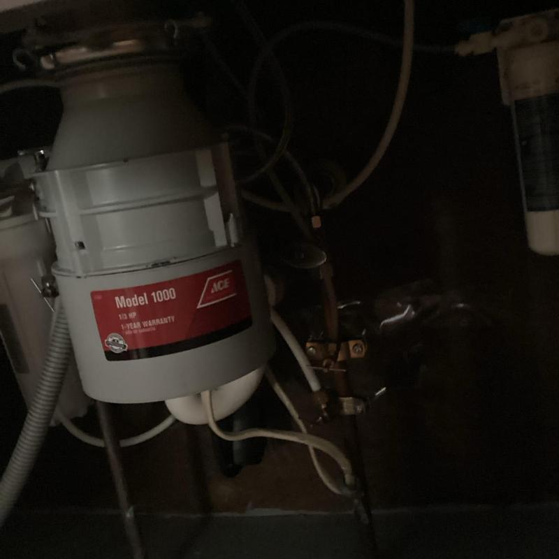 Garbage disposal unit installation under sink in kitchen
