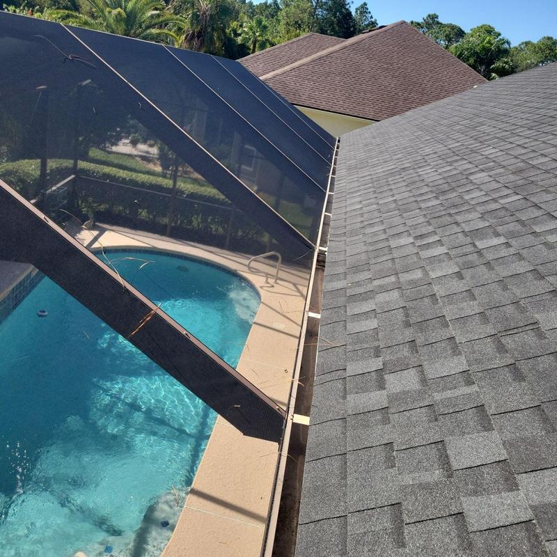 Gutter cleaning with debris removal near pool enclosure Gutter cleaning with debris removal near pool enclosure