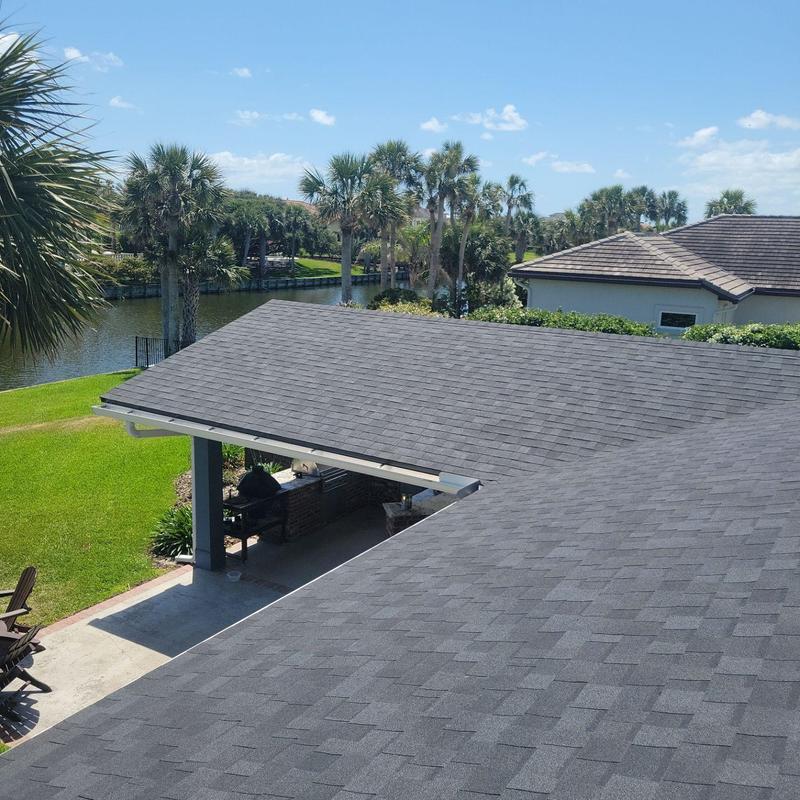 Asphalt shingle roof replacement with water view Asphalt shingle roof replacement with water view