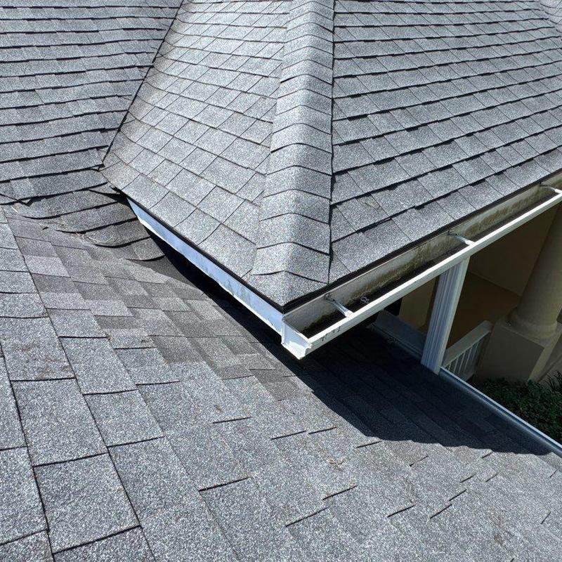 Asphalt shingle roof with new plywood and end cap Asphalt shingle roof with new plywood and end cap