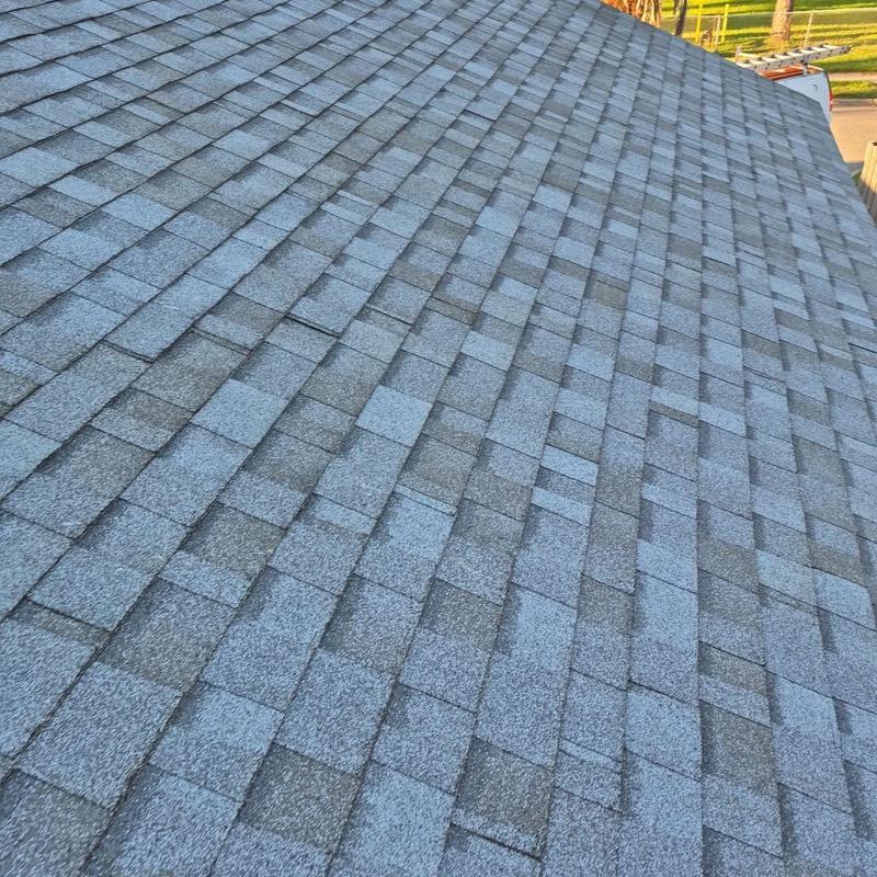 Shingle roof close-up after metal roof replacement Shingle roof close-up after metal roof replacement