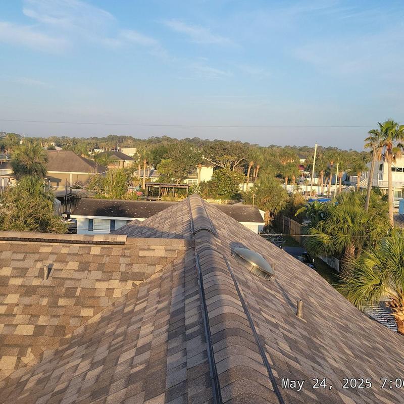Asphalt shingle roof replacement with ridge vent installation Asphalt shingle roof replacement with ridge vent installation