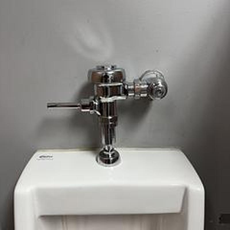 Urinal flush valve assembly with chrome stop valve
