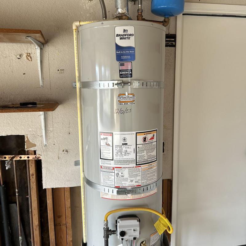 Bradford White water heater with new gas line and valves