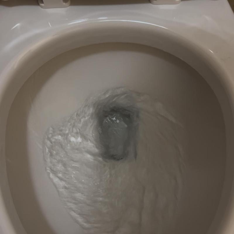 Toilet bowl with flowing water after installation