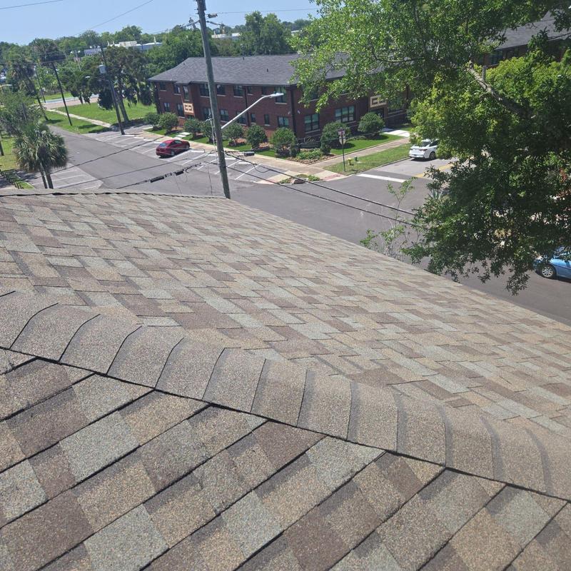Asphalt shingle roof with new ridge caps in Jacksonville Beach Asphalt shingle roof with new ridge caps in Jacksonville Beach