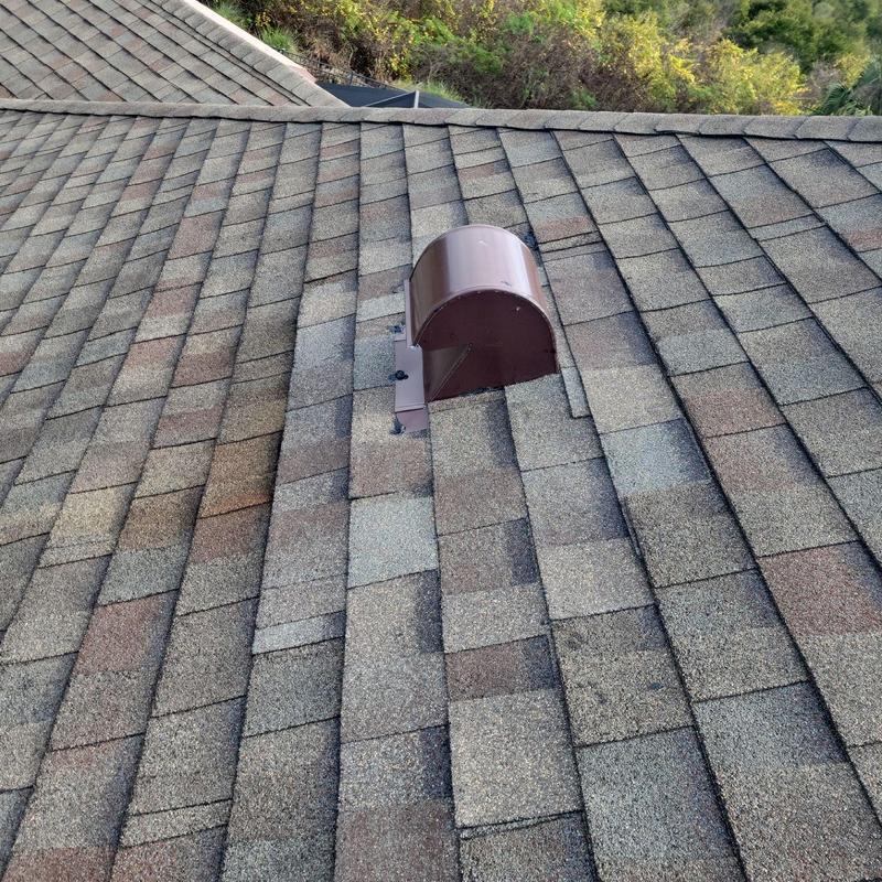 Kitchen roof vent with new shingles installed Kitchen roof vent with new shingles installed