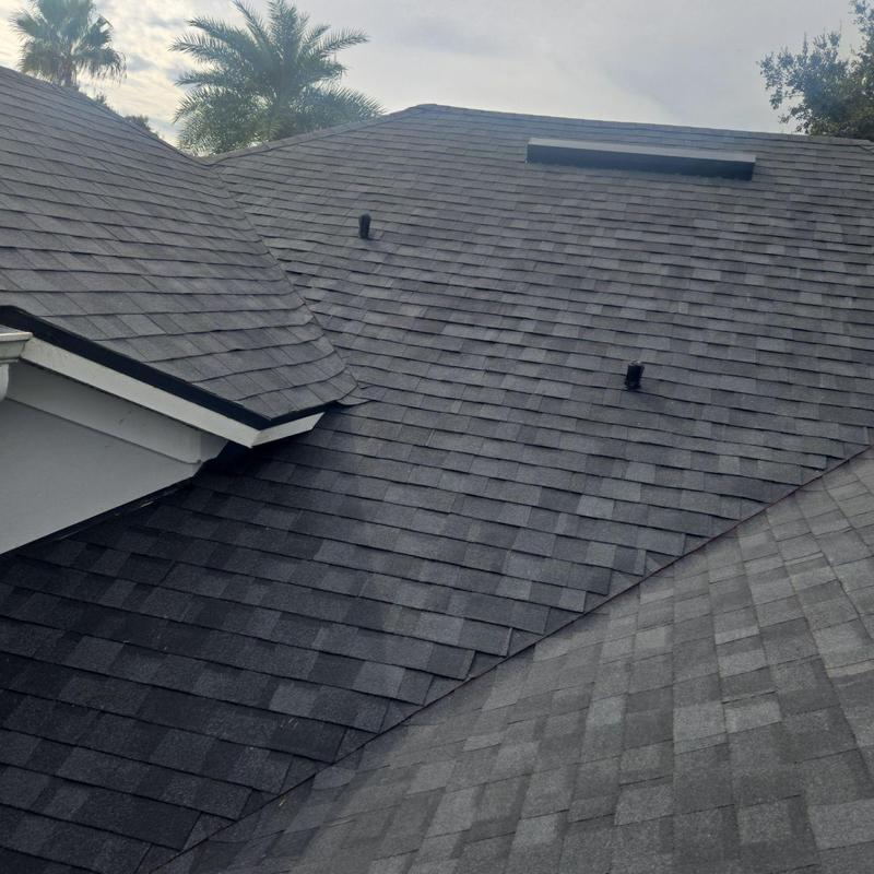Asphalt shingle roof replacement on residential home Asphalt shingle roof replacement on residential home