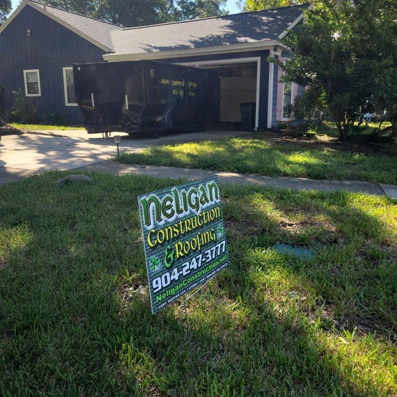Owens Corning roof and dumpster at home site Owens Corning roof and dumpster at home site