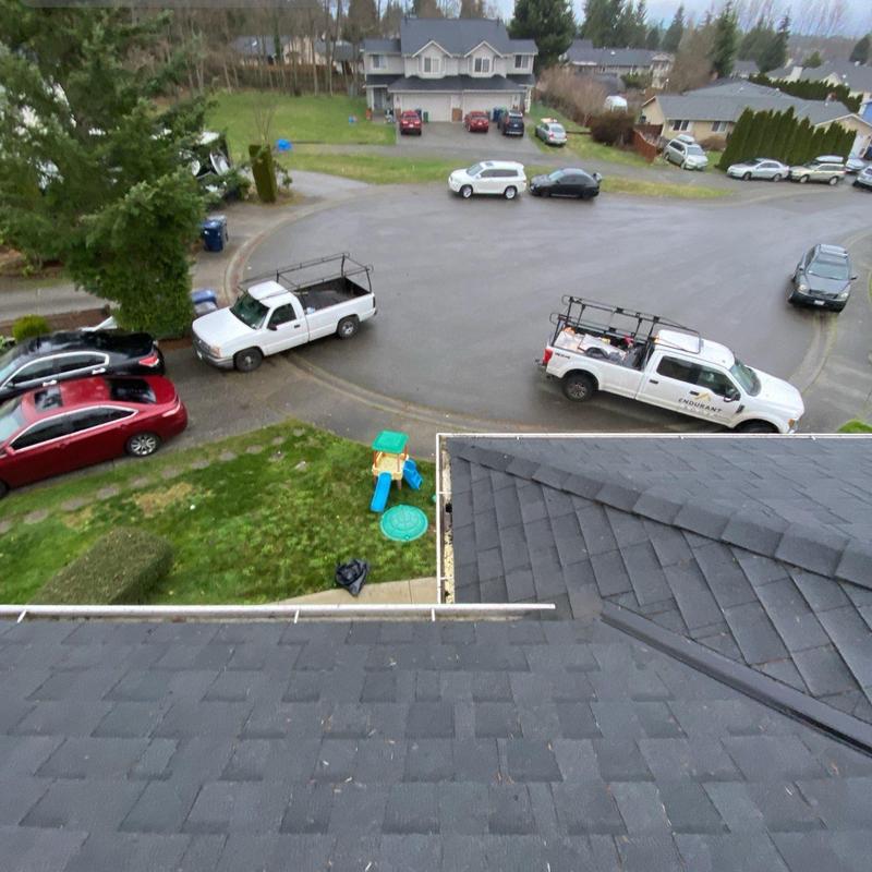 Roof gutters with leaf cleaning in residential area