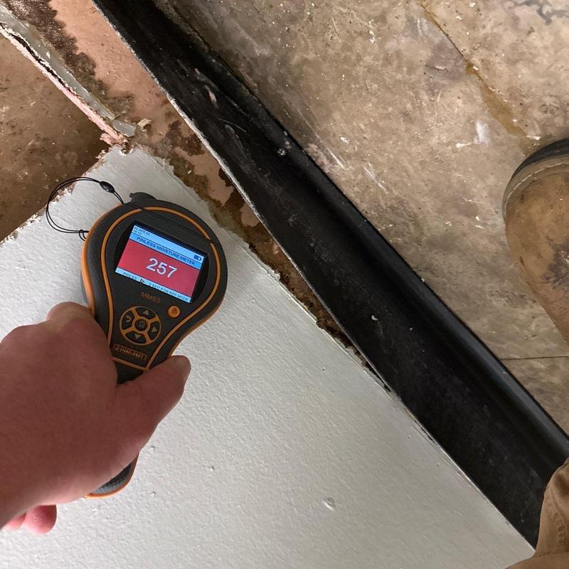 Membrane roof moisture testing with handheld meter