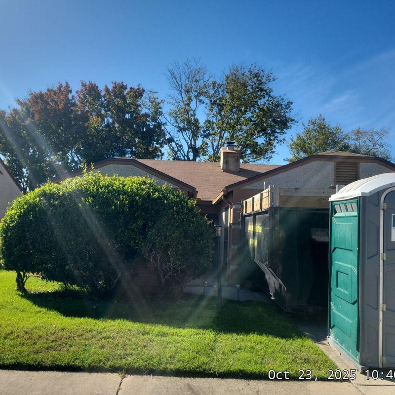 Owens Corning roof replacement with dumpster and porta-potty Owens Corning roof replacement with dumpster and porta-potty