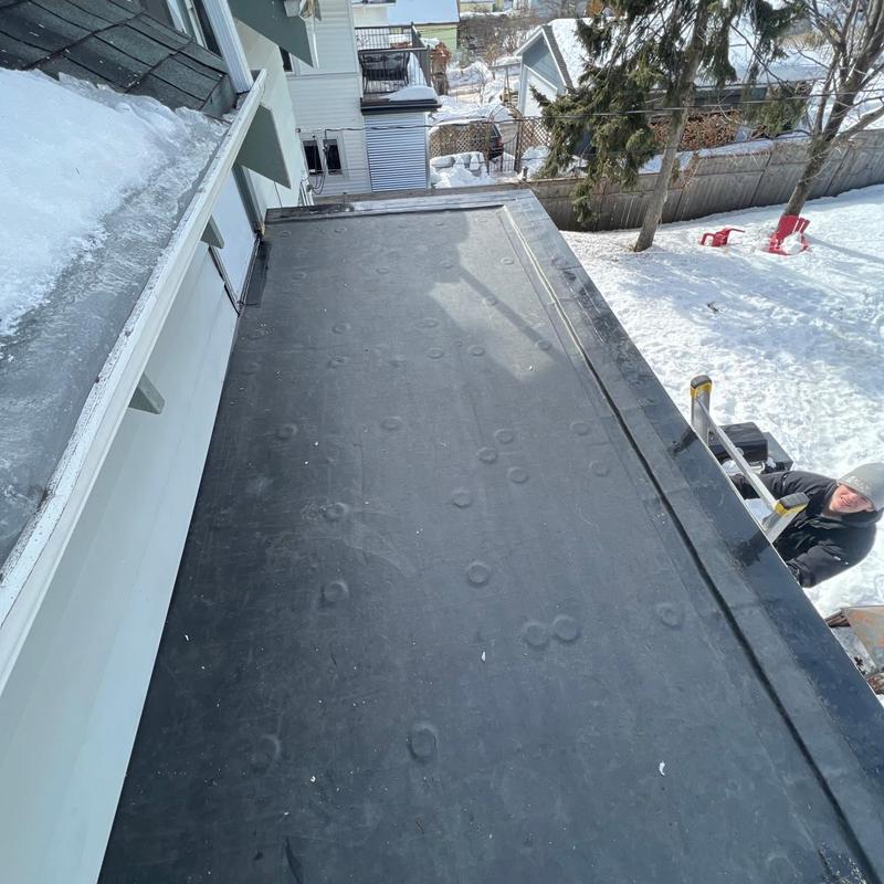 EPDM GenFlex flat roof system in winter Duluth MN EPDM GenFlex flat roof system in winter Duluth MN