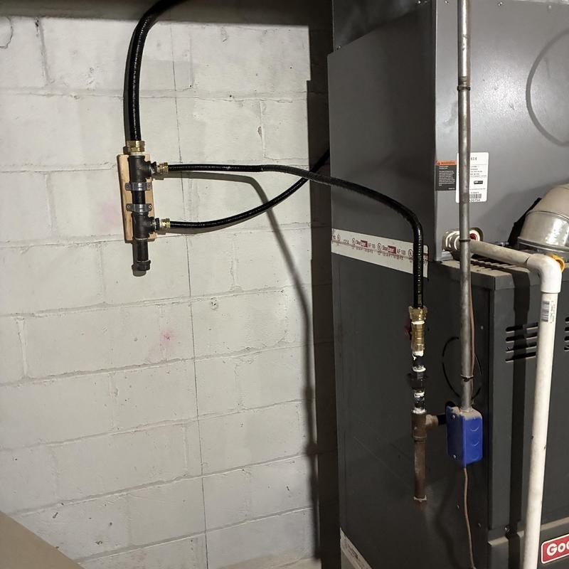 Flexible gas lines connected to home furnace system