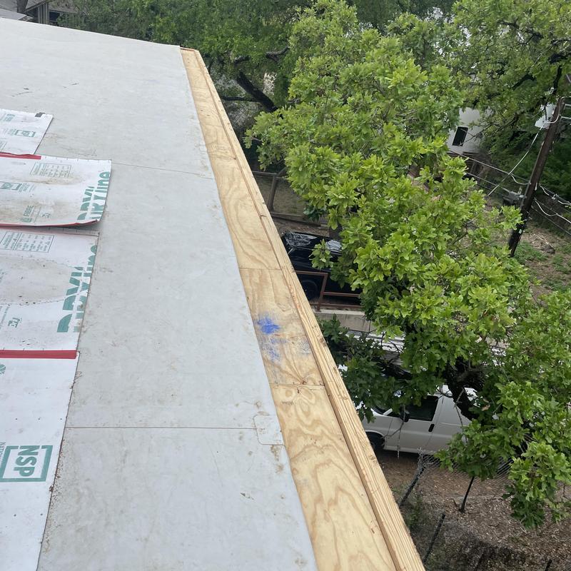 GAF EverGuard TPO roof edge extension with plywood