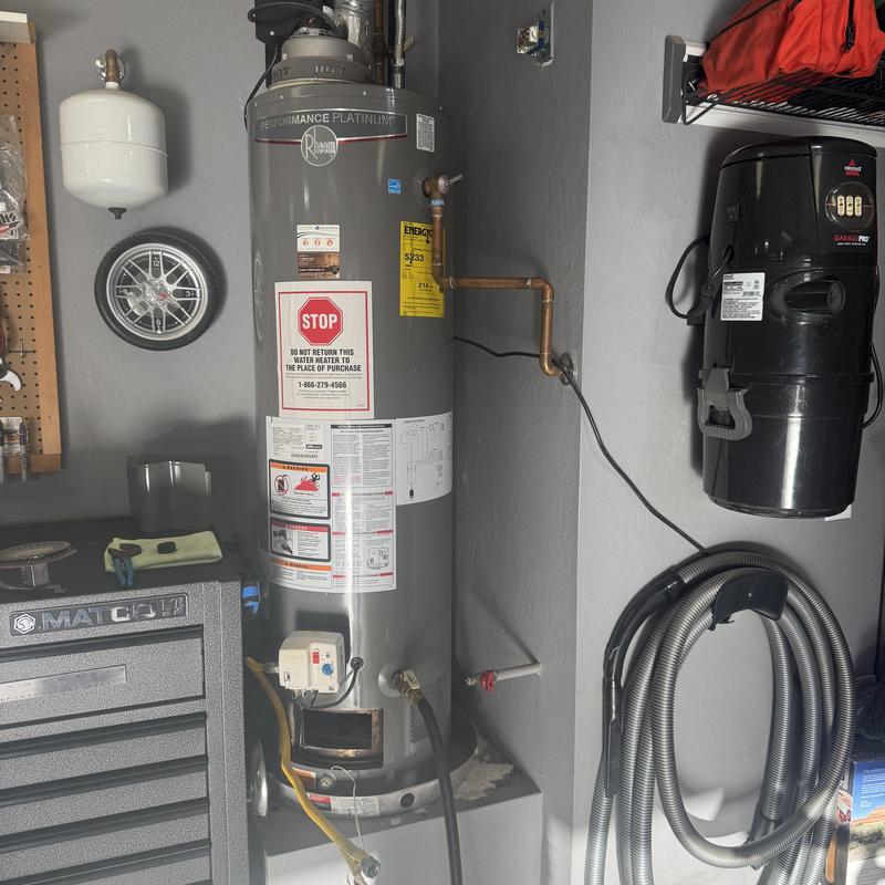 30-gallon direct vent water heater installation in garage
