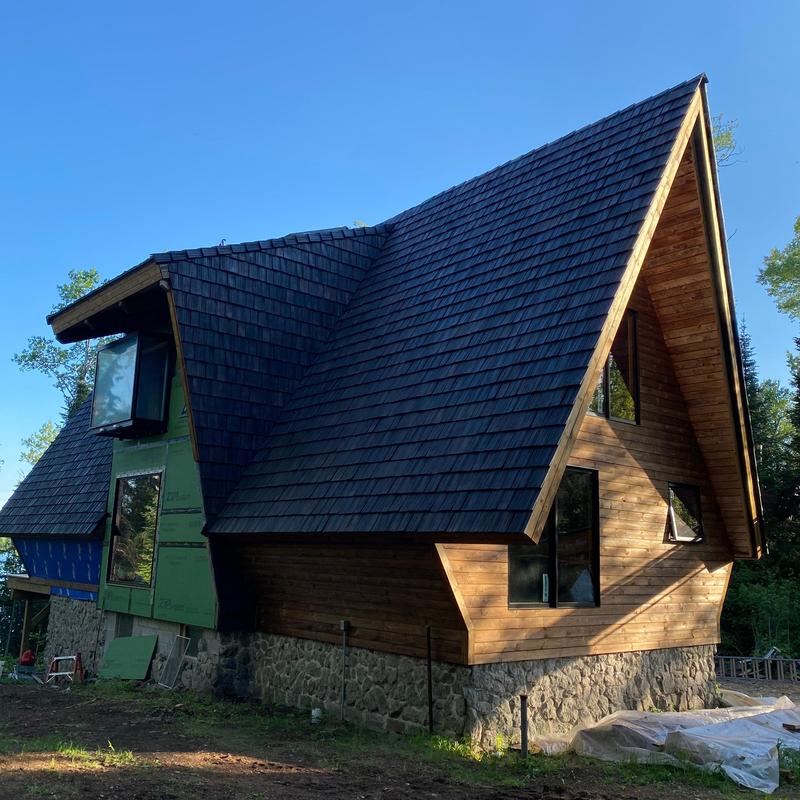 Brava synthetic shake roof on A-frame home exterior Brava synthetic shake roof on A-frame home exterior