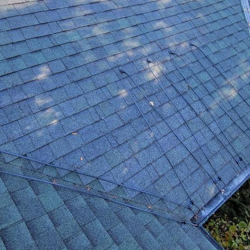 Radiant heat cables on roof shingles for ice control Radiant heat cables on roof shingles for ice control