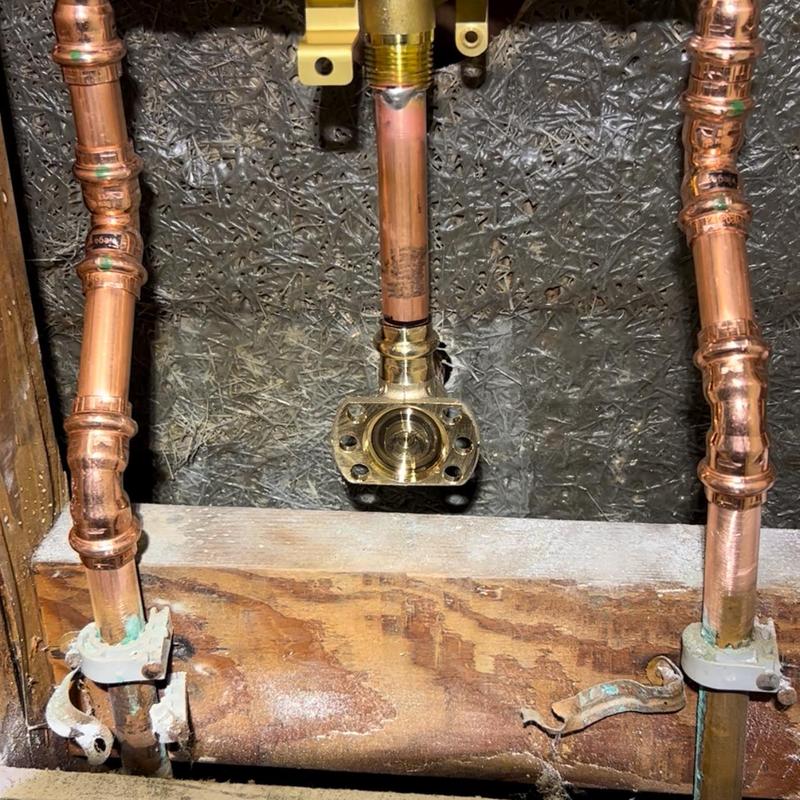 Delta shower valve plumbing with new copper pipes
