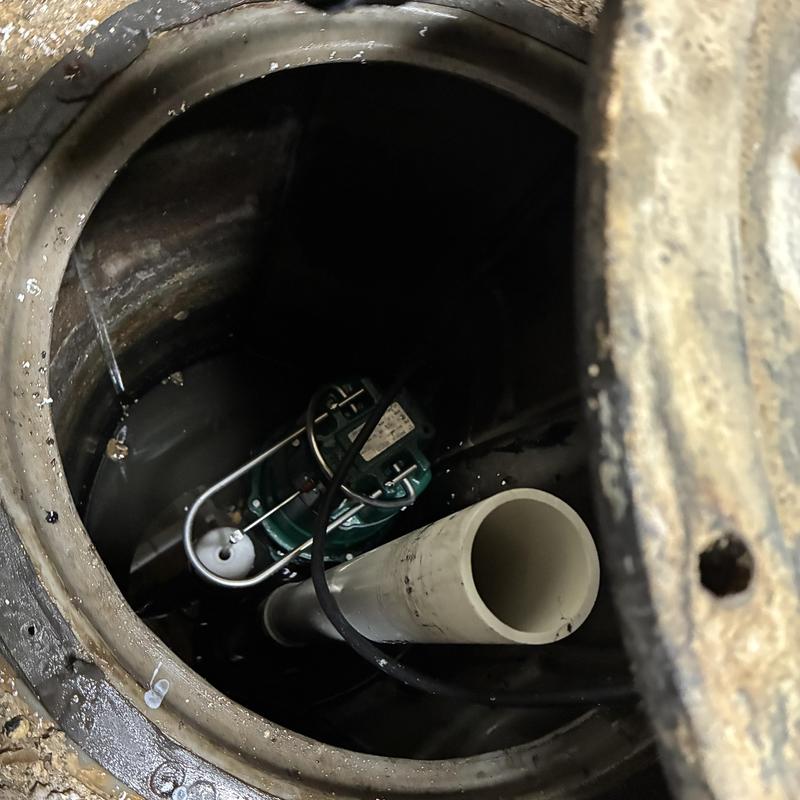 12HP grinder sewage pump installed in basement pit