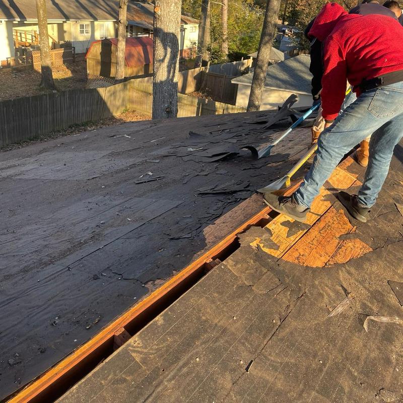 Roof sheathing removal during roof install in Florence, MS Roof sheathing removal during roof install in Florence, MS