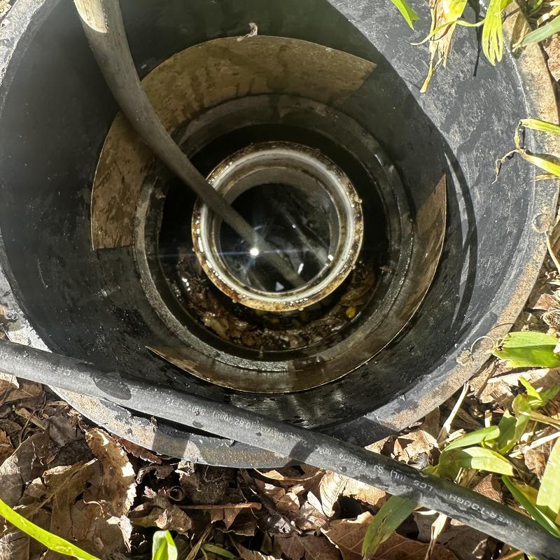 Main sewer line with inspection camera cleaning