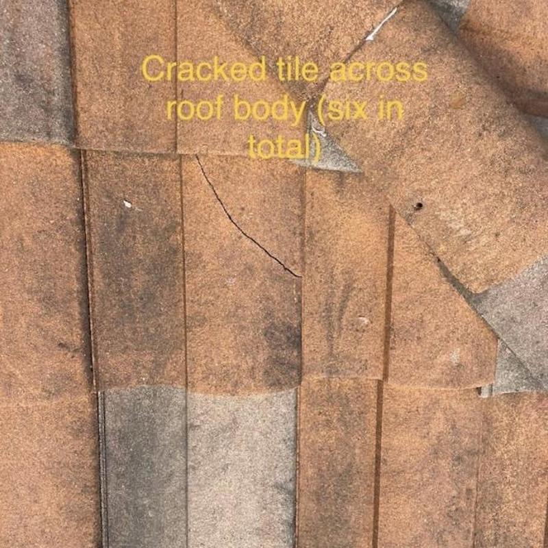Concrete tile roof with multiple hairline cracks