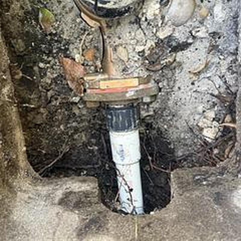 Pressure elbow pipe break and PVC repair at meter