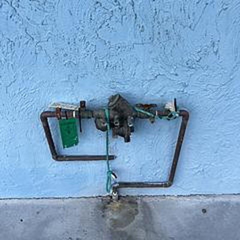 Galvanized main water service with meter and valves