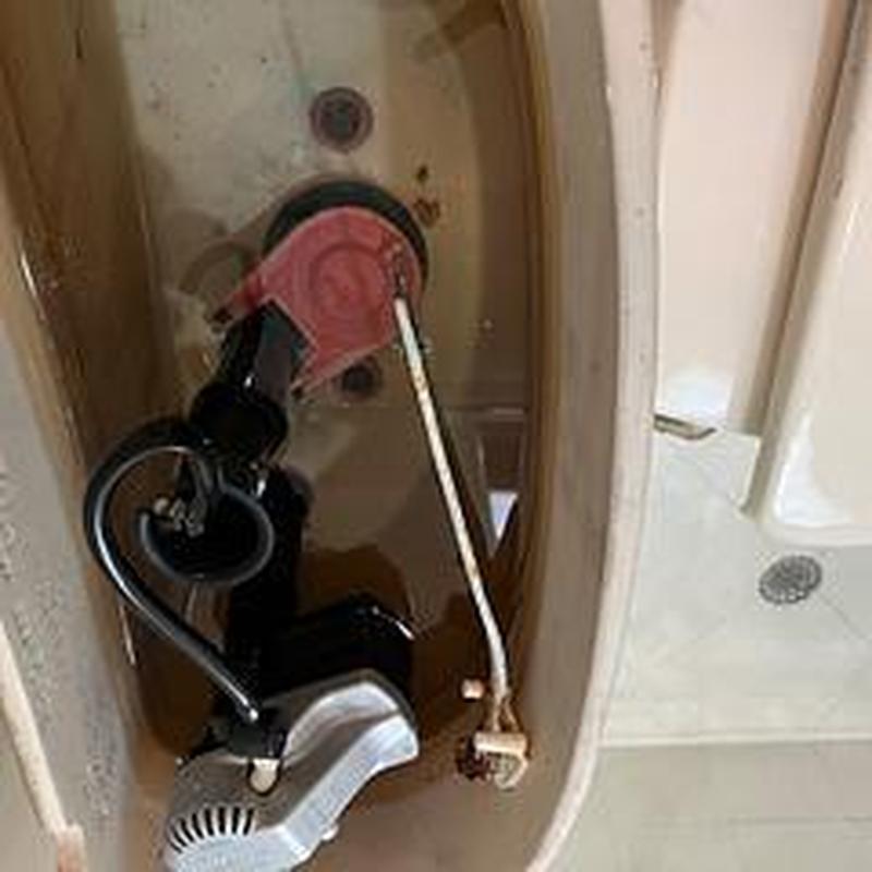 Toilet flapper and fill valve assembly inside tank