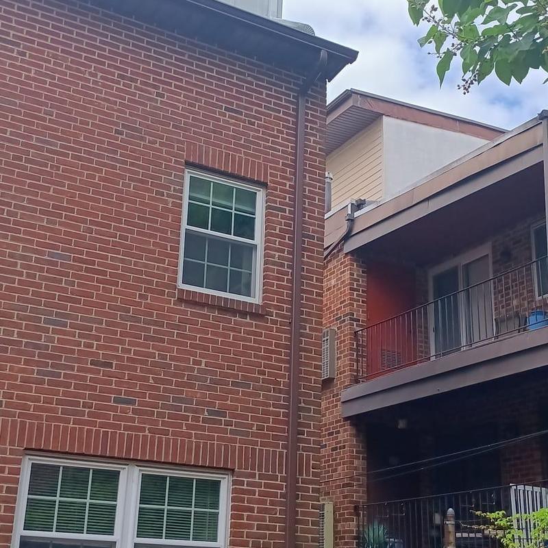 5K seamless gutter and downspout on brick home 5K seamless gutter and downspout on brick home