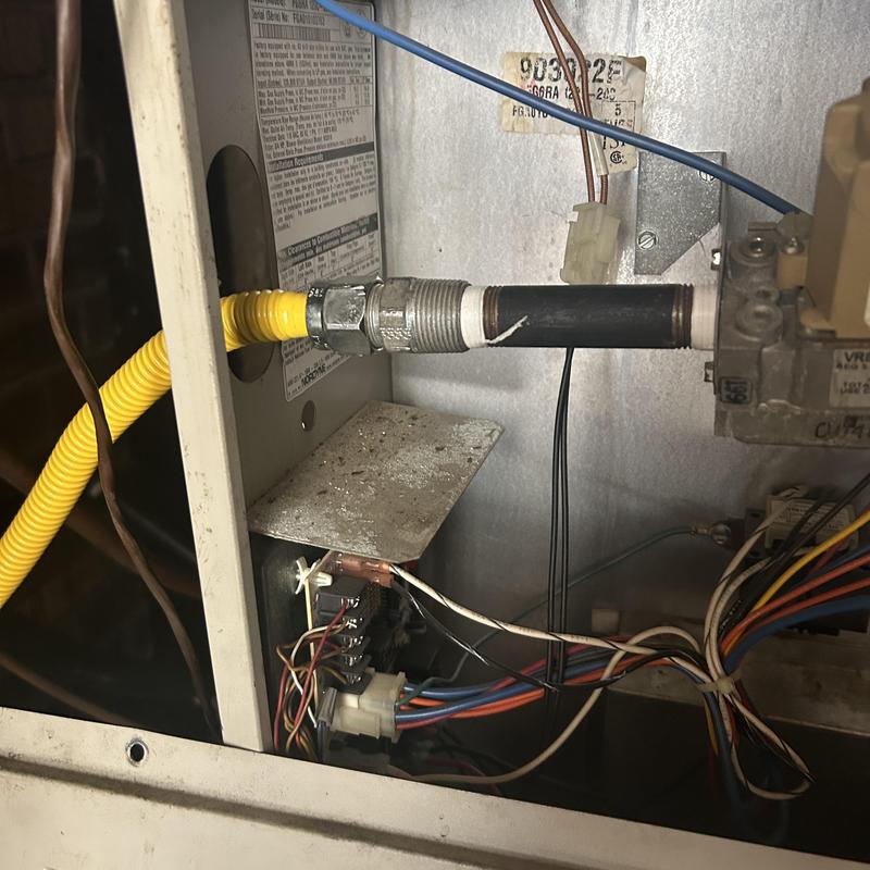 Gas line connection and wiring inside furnace unit