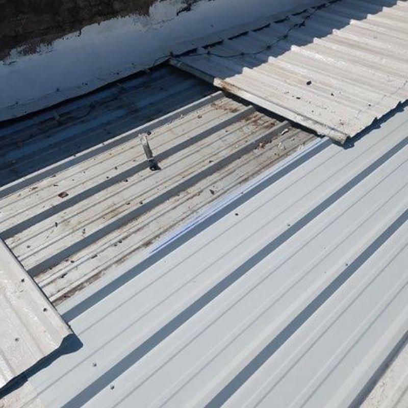 Metal roof panels with hail and wind damage inspection Metal roof panels with hail and wind damage inspection