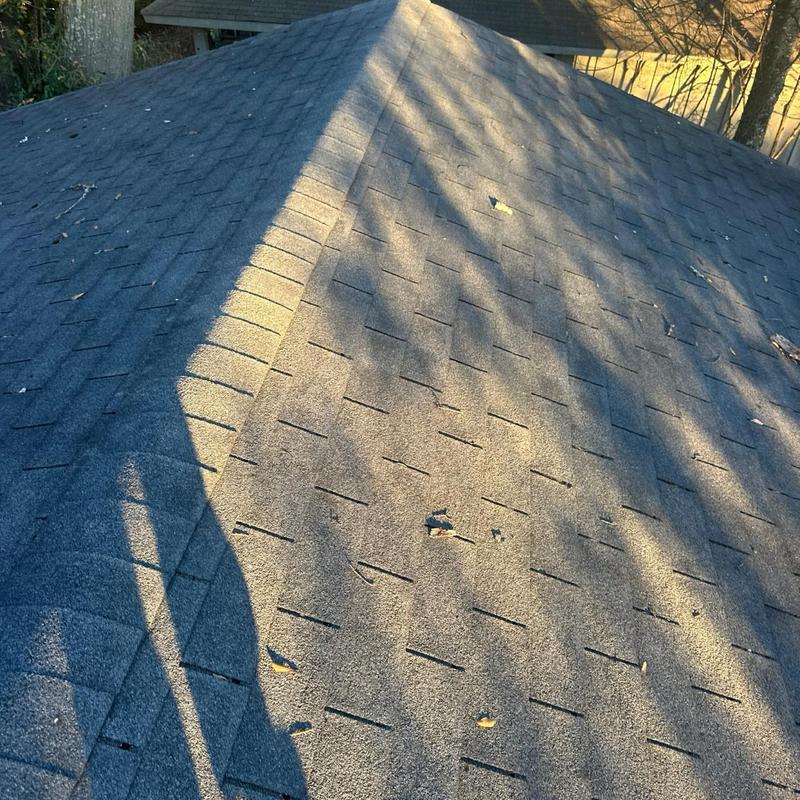 Asphalt shingle roof inspection with minor debris