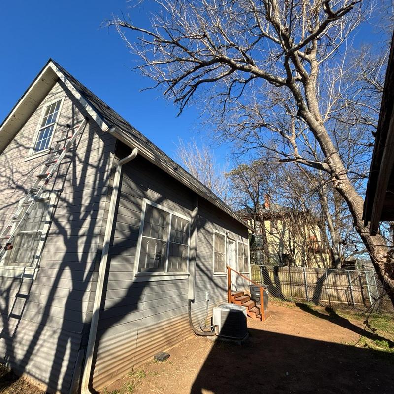 Facia painting and tree trimming near roof