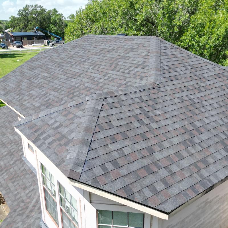 Tamko Titan XT Black Walnut shingles on roof Tamko Titan XT Black Walnut shingles on roof