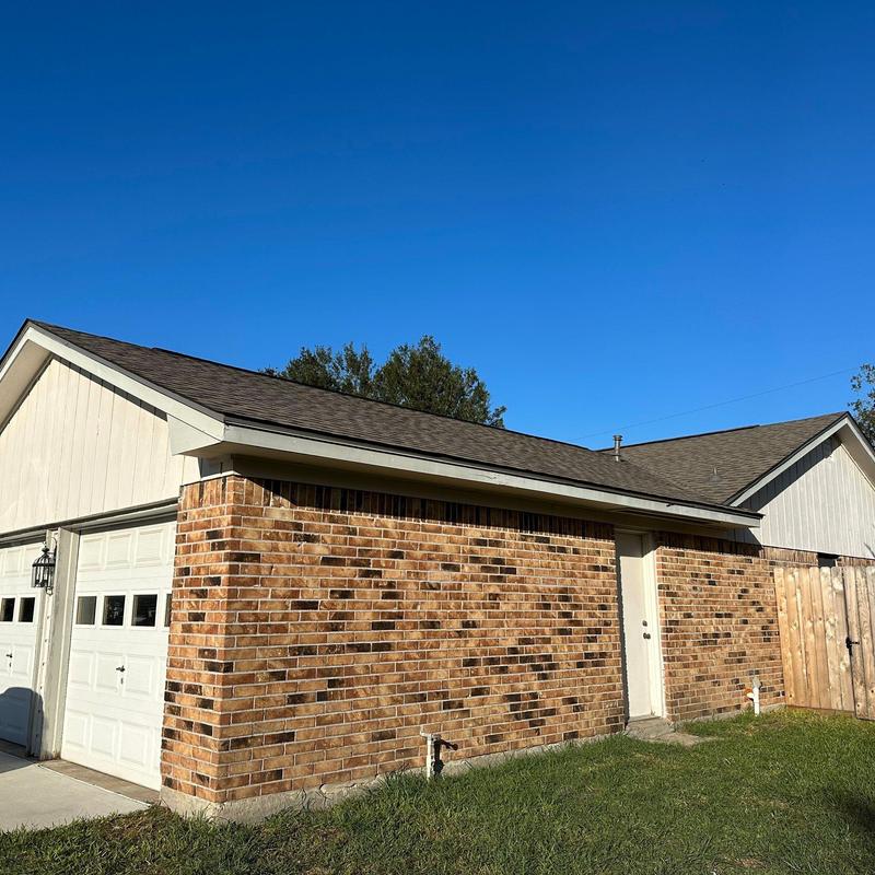 Tamko Titan XT shingle roof on brick home exterior Tamko Titan XT shingle roof on brick home exterior