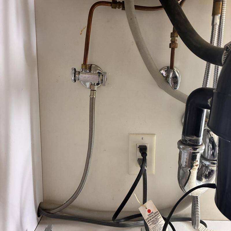 Hot-side dual angle stop with kitchen plumbing connections