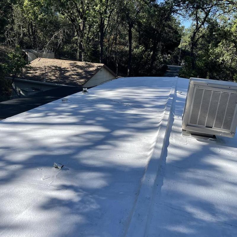 Gaf silicone flat roof with rooftop HVAC unit Gaf silicone flat roof with rooftop HVAC unit