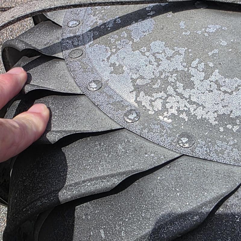 Exhaust fan blades with corrosion and damage