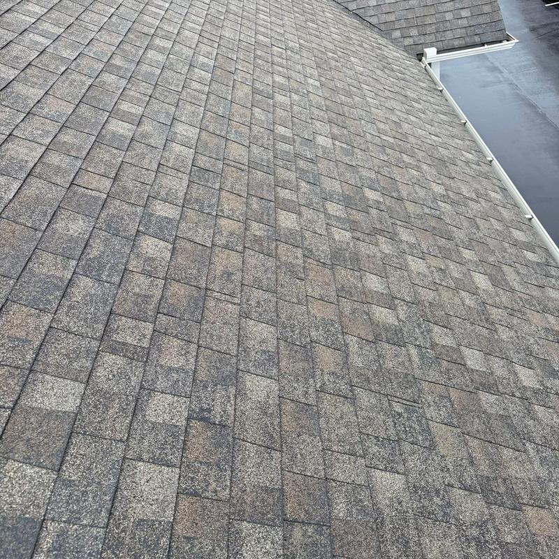 Asphalt shingle roof with hail damage inspection