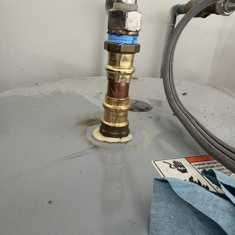 Water heater hot side dialytic nipple and pipe connection