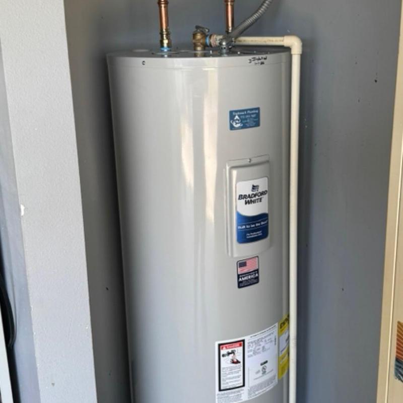 Electric water heater installation with expansion tank