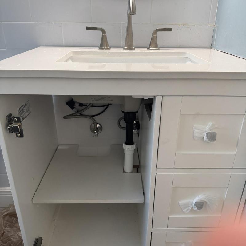 Bathroom sink P-trap and shut off valve installation