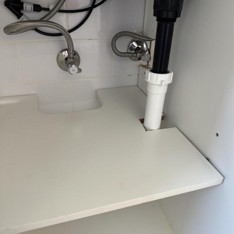 1-1/2 inch P trap and quarter turn shut off valves under vanity