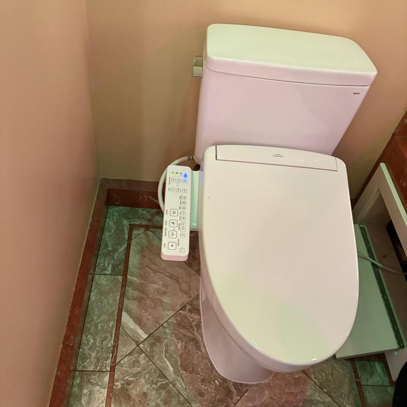 Toto two-piece toilet with bidet installation