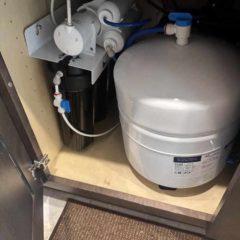 RO water filtration tank and filter system installed