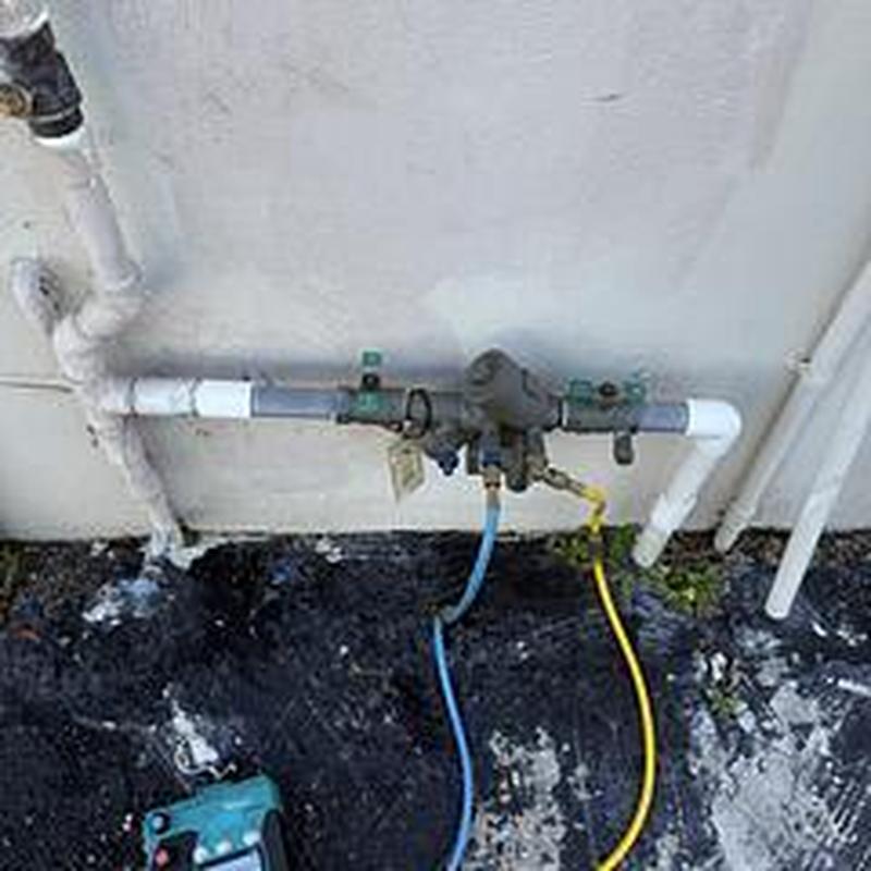 Backflow prevention device with test gauges attached